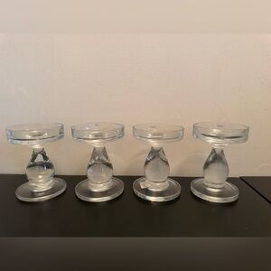 Set of 4 Crate&Barrel Clear Glass Chateau Candleholder